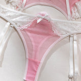Lingerie reggiseno perizoma giarrettiera girocollo e calze da donna ATREND