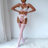 Lingerie reggiseno perizoma giarrettiera girocollo e calze da donna ATREND
