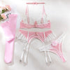 Lingerie reggiseno perizoma giarrettiera girocollo e calze da donna ATREND