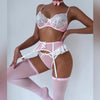Lingerie reggiseno perizoma giarrettiera girocollo e calze da donna ATREND
