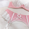 Lingerie reggiseno perizoma giarrettiera girocollo e calze da donna ATREND