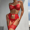 Lingerie reggiseno perizoma giarrettiera trasparenti a rete con catene da donna ATREND