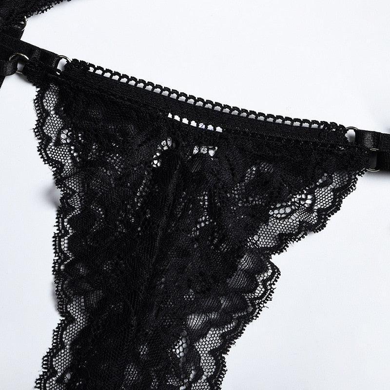 Lingerie reggiseno perizoma in pizzo & giarrettiera da donna - intimo lingerie ATREND