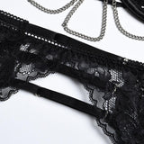 Lingerie reggiseno perizoma in pizzo & giarrettiera da donna - intimo lingerie ATREND