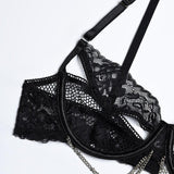Lingerie reggiseno perizoma in pizzo & giarrettiera da donna - intimo lingerie ATREND