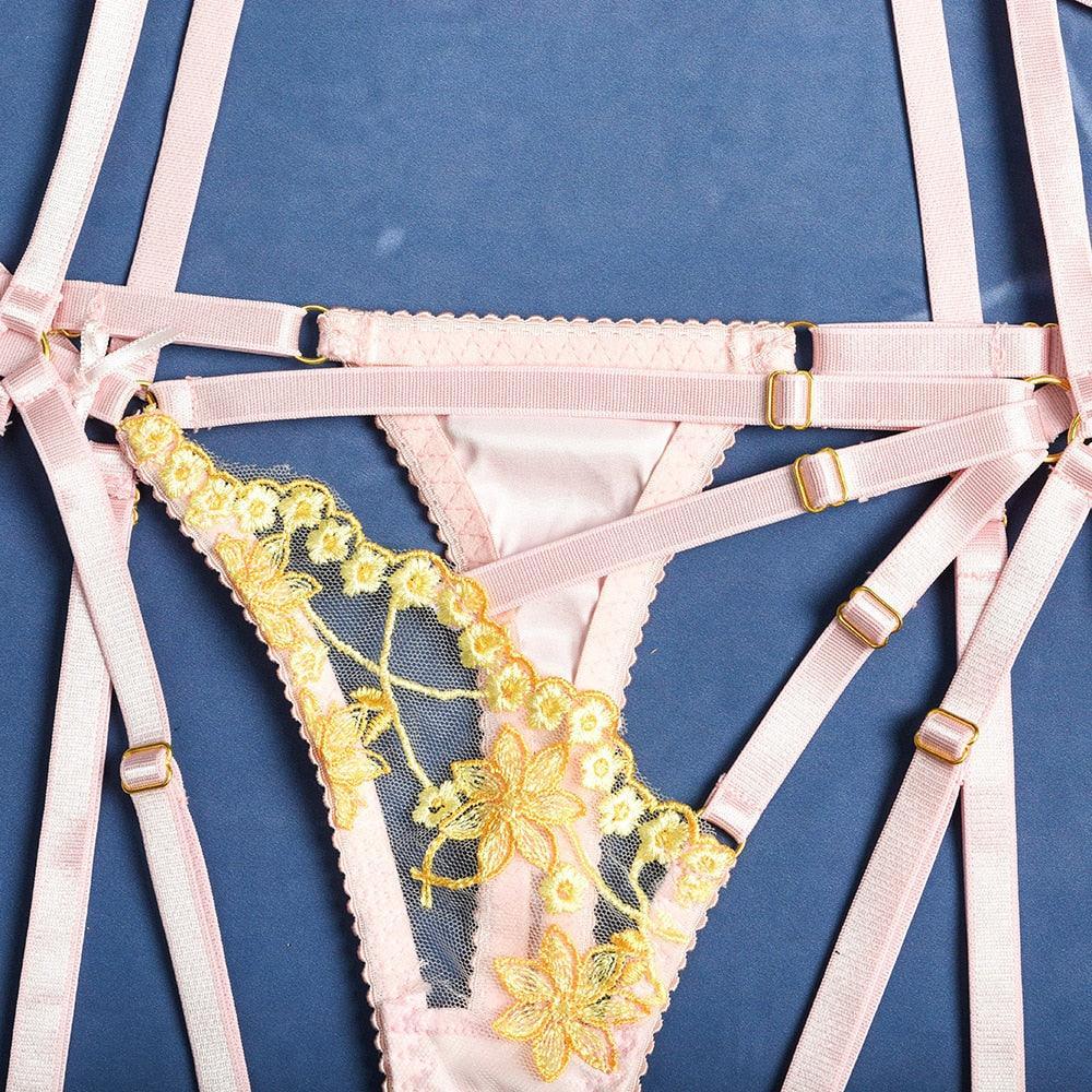 Lingerie reggiseno perizoma in pizzo & giarrettiere da donna - intimo lingerie ATREND