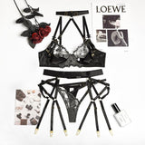 Lingerie reggiseno perizoma in pizzo & giarrettiere da donna - intimo lingerie ATREND