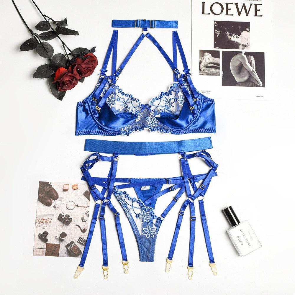 Lingerie reggiseno perizoma in pizzo & giarrettiere da donna - intimo lingerie ATREND
