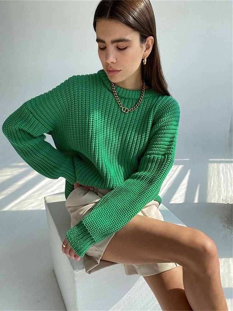 Maglione casual a maniche lunghe lavorato a maglia - maglione donna ATREND