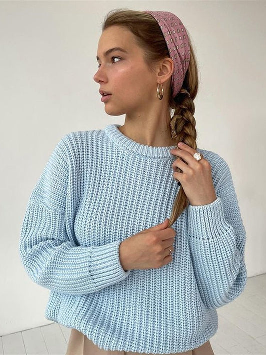 Maglione casual a maniche lunghe lavorato a maglia - maglione donna ATREND