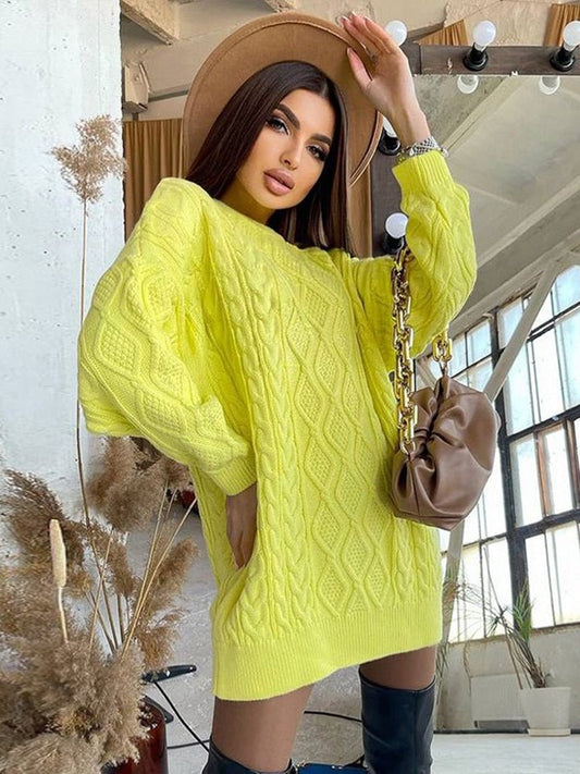 Maglione lungo lavorato a maglia a maniche lunghe - maglione donna ATREND