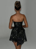 Mini abito a fascia con brillantini tulle e fiocco da donna - Abiti ATREND
