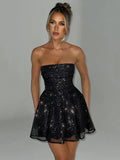 Mini abito a fascia con brillantini tulle e fiocco da donna - Abiti ATREND