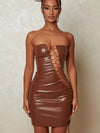 Mini abito a fascia in pelle PU scavato da donna ATREND
