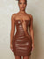Mini abito a fascia in pelle PU scavato da donna ATREND