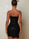 Mini abito a fascia in pelle PU scavato da donna ATREND