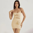 Mini abito a fascia scavato con fiori frontali da donna ATREND