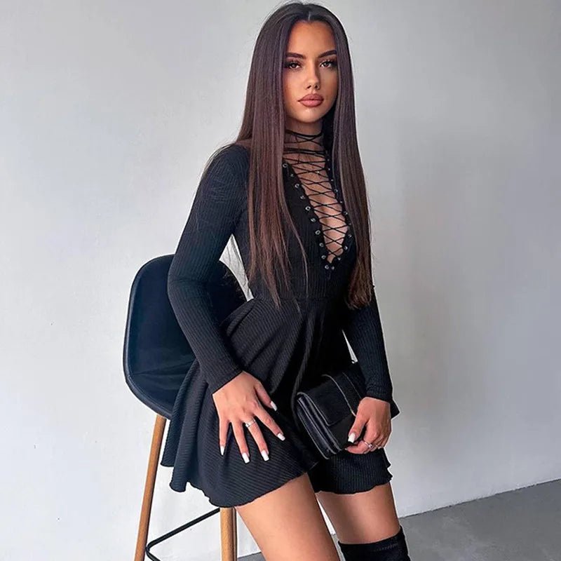 Mini abito a maniche lunghe plissettato da donna ATREND