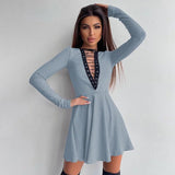 Mini abito a maniche lunghe plissettato da donna ATREND