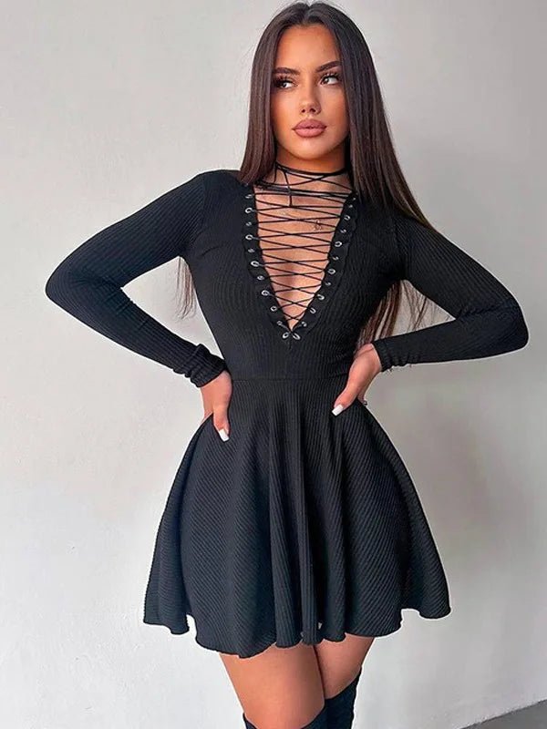 Mini abito a maniche lunghe plissettato da donna ATREND