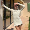 Mini abito casual a maniche lunghe drappeggiato con bordo a contrasto da donna ATREND