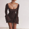 Mini abito casual a maniche lunghe drappeggiato da donna ATREND