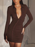 Mini abito casual con bottoni da donna - Abiti ATREND