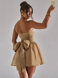 Mini abito con brillantini senza maniche plissettato con fiocco da donna ATREND
