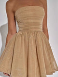 Mini abito con brillantini senza maniche plissettato con fiocco da donna ATREND
