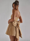 Mini abito con brillantini senza maniche plissettato con fiocco da donna ATREND