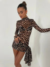 Mini abito con stampa leopardata trasparente con cintura da donna ATREND