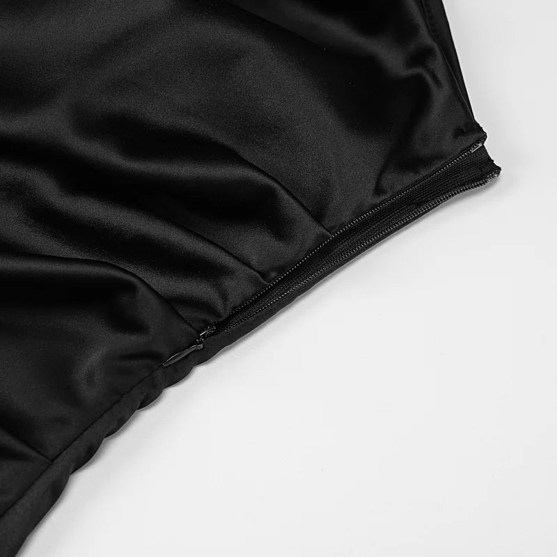 Mini abito in raso mono spalla con coda laterale da donna ATREND