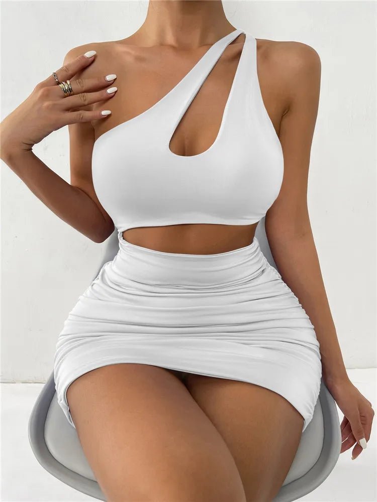 Mini abito mono spalla arricciato da donna ATREND