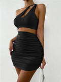 Mini abito mono spalla arricciato da donna ATREND