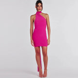 Mini abito monospalla con coda laterale da donna - Abiti ATREND