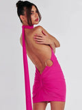 Mini abito monospalla con coda laterale da donna - Abiti ATREND