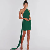 Mini abito monospalla con coda laterale da donna - Abiti ATREND