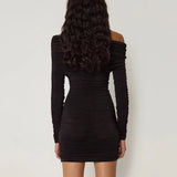 Mini abito plissettato a maniche lunghe da donna ATREND