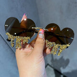 Occhiali da sole a forma di cuore con brillantini da donna - occhiali ATREND