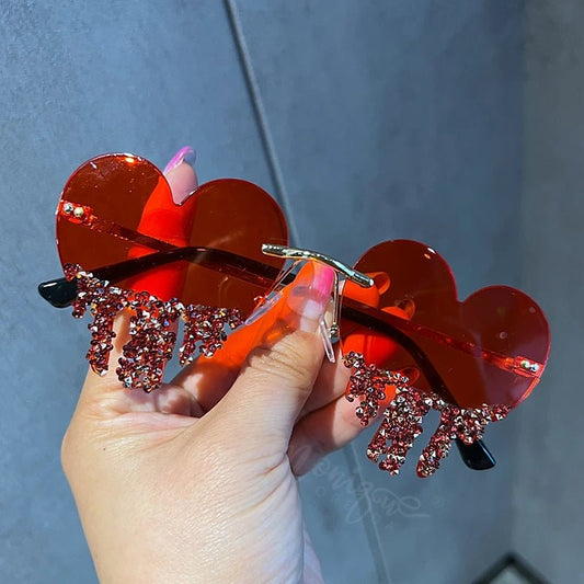 Occhiali da sole a forma di cuore con brillantini da donna - occhiali ATREND