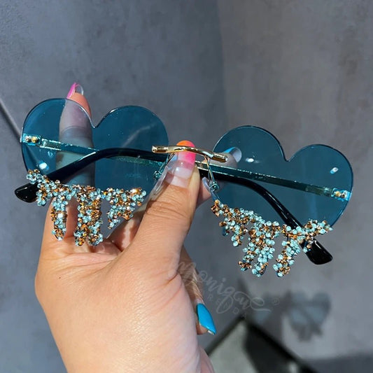 Occhiali da sole a forma di cuore con brillantini da donna - occhiali ATREND