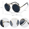 Occhiali da sole unisex Steampunk pieghevoli rotondi lenti UV400 ATREND