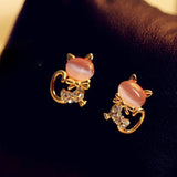 Orecchini a forma di gatto con brillantini da donna - orecchini ATREND