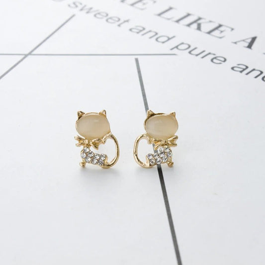 Orecchini a forma di gatto con brillantini da donna - orecchini ATREND
