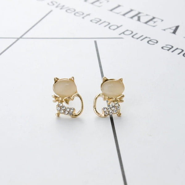 Orecchini a forma di gatto con brillantini da donna - orecchini ATREND