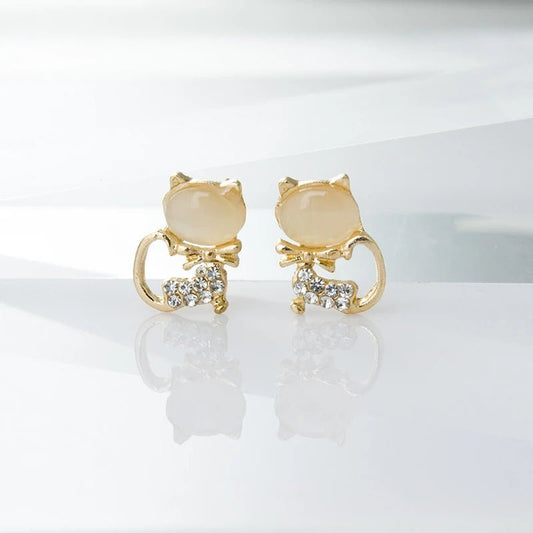 Orecchini a forma di gatto con brillantini da donna - orecchini ATREND