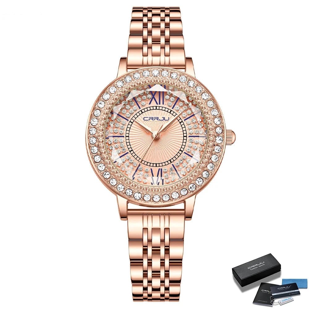Orologio da polso con quadrante rotondo e brillantini da donna - Orologio donna ATREND