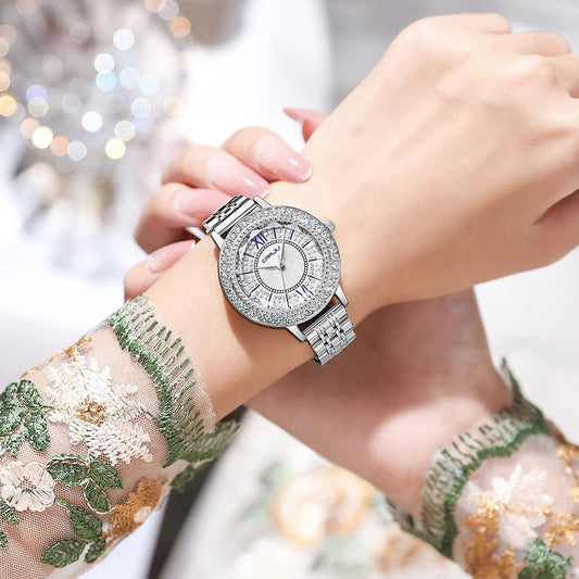 Orologio da polso con quadrante rotondo e brillantini da donna - Orologio donna ATREND