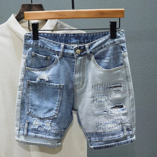 Pantaloncini di jeans bicolor multi tasche da uomo ATREND