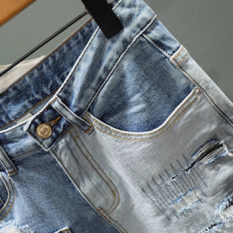 Pantaloncini di jeans bicolor multi tasche da uomo ATREND